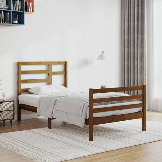 vidaXL Bed Frame Honey Brown Solid Wood 100x200 cm
