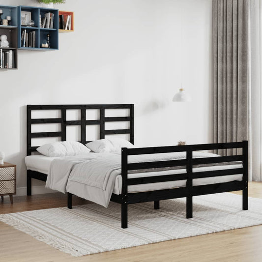 vidaXL Bed Frame Black Solid Wood 140x200 cm