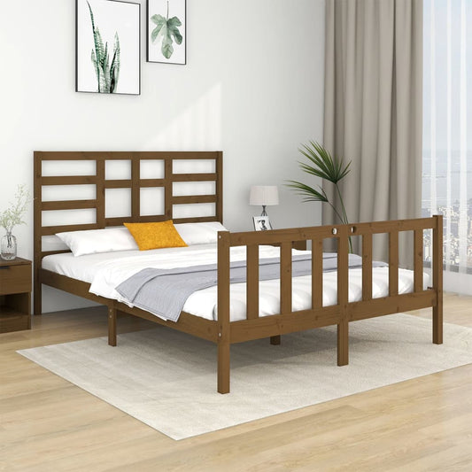 vidaXL Bed Frame Honey Brown Solid Wood 120x190 cm Small Double