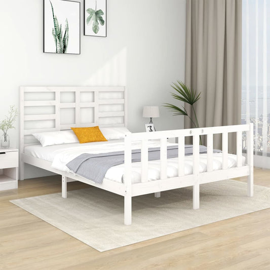 vidaXL Bed Frame White Solid Wood 140x190 cm
