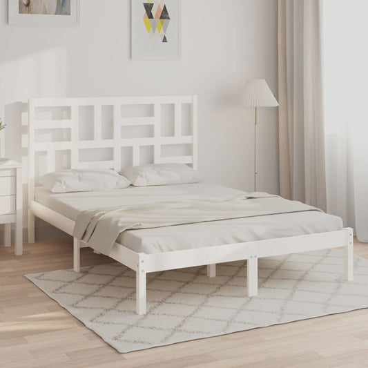 vidaXL Bed Frame White Solid Wood 120x190 cm Small Double