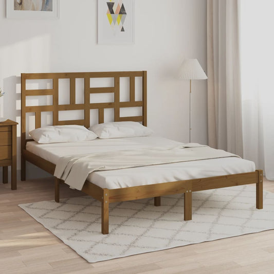 vidaXL Bed Frame Honey Brown Solid Wood 120x190 cm Small Double