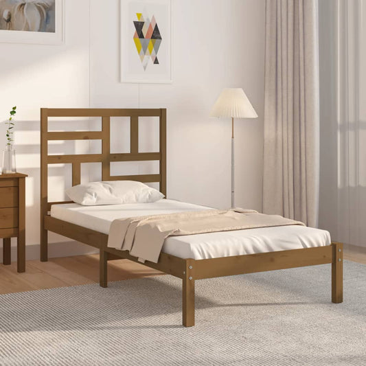 vidaXL Bed Frame Honey Brown Solid Wood 90x200 cm