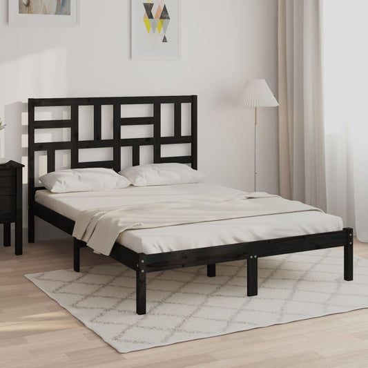 vidaXL Bed Frame Black Solid Wood 120x200 cm