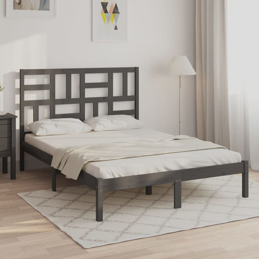 vidaXL Bed Frame Grey Solid Wood 140x200 cm