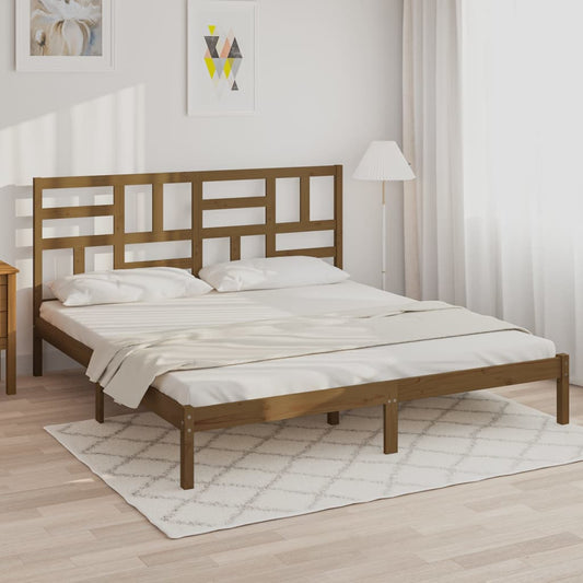 vidaXL Bed Frame Honey Brown Solid Wood 200x200 cm