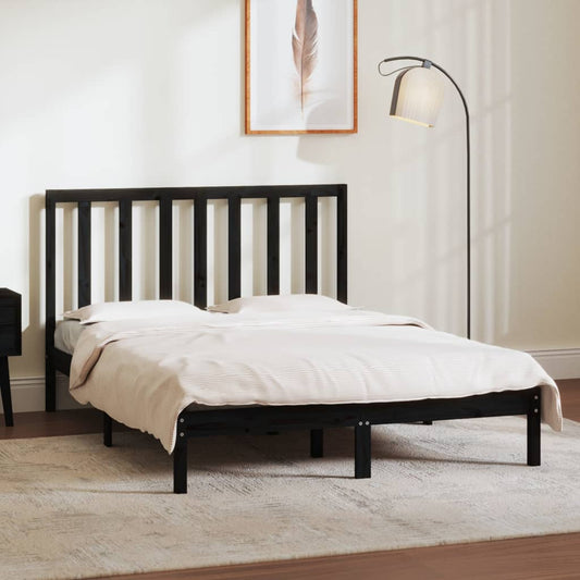 vidaXL Bed Frame Black Solid Wood Pine 140x190 cm