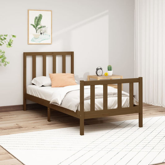 vidaXL Bed Frame Honey Brown Solid Wood Pine 90x200 cm