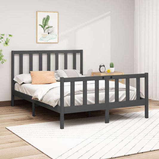 vidaXL Bed Frame Grey Solid Wood Pine 120x200 cm