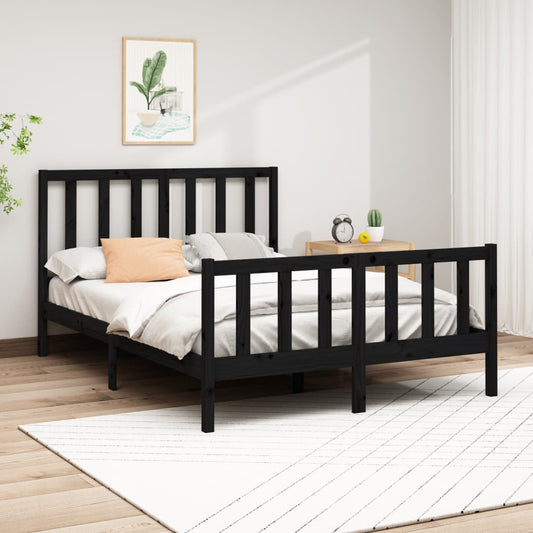 vidaXL Bed Frame Black Solid Wood Pine 120x200 cm