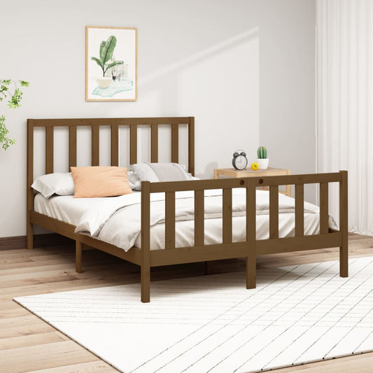 vidaXL Bed Frame Honey Brown Solid Wood Pine 140x200 cm