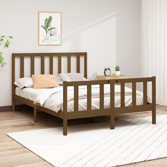 vidaXL Bed Frame Honey Brown Solid Wood Pine 160x200 cm