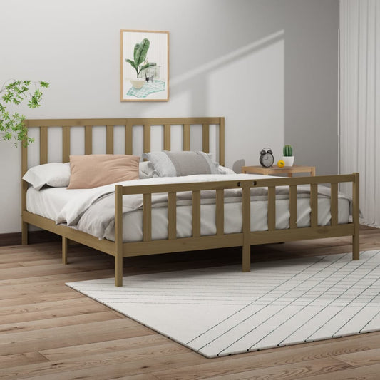 vidaXL Bed Frame Honey Brown Solid Wood Pine 180x200 cm Super King Size