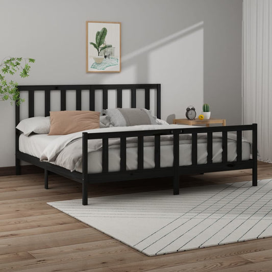vidaXL Bed Frame Black Solid Wood Pine 200x200 cm
