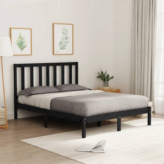 vidaXL Bed Frame Black Solid Wood 120x200 cm