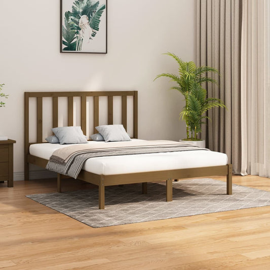 vidaXL Bed Frame Honey Brown Solid Wood 140x200 cm