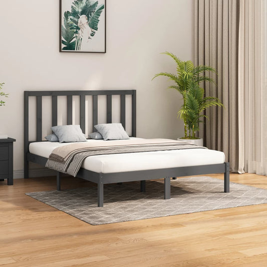 vidaXL Bed Frame Grey Solid Wood 160x200 cm