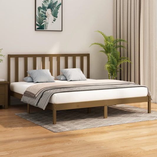 vidaXL Bed Frame Honey Brown Solid Wood 180x200 cm Super King Size