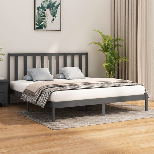 vidaXL Bed Frame Grey Solid Wood 200x200 cm