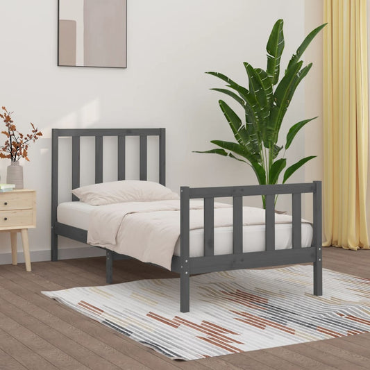 vidaXL Bed Frame Grey Solid Wood 100x200 cm