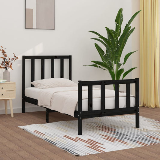 vidaXL Bed Frame Black Solid Wood 100x200 cm
