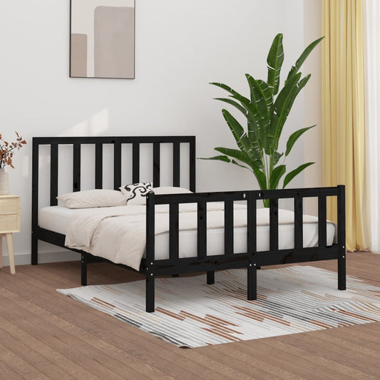 vidaXL Bed Frame Black Solid Wood 140x200 cm