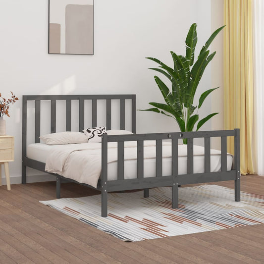 vidaXL Bed Frame Grey Solid Wood 150x200 cm King Size