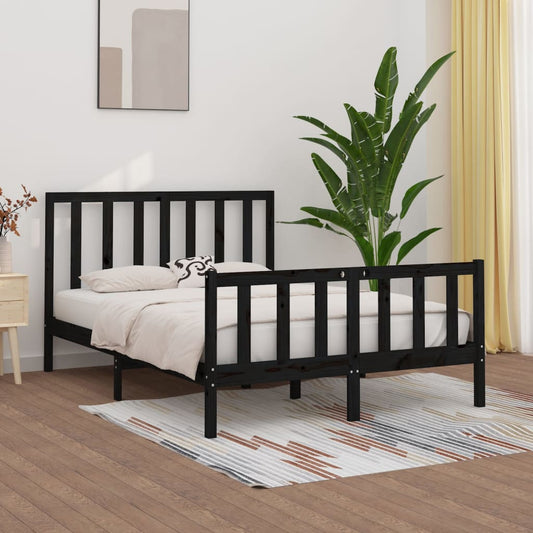 vidaXL Bed Frame Black Solid Wood 150x200 cm King Size
