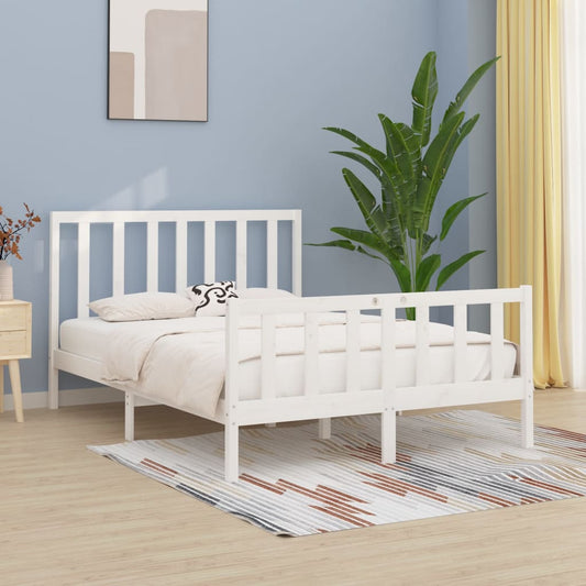 vidaXL Bed Frame White Solid Wood 160x200 cm