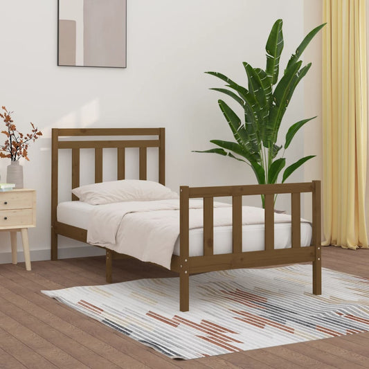 vidaXL Bed Frame Honey Brown Solid Wood Pine 100x200 cm