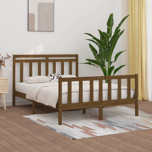 vidaXL Bed Frame Honey Brown Solid Wood Pine 140x200 cm