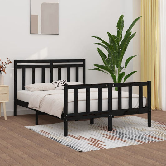 vidaXL Bed Frame Black Solid Wood Pine 160x200 cm