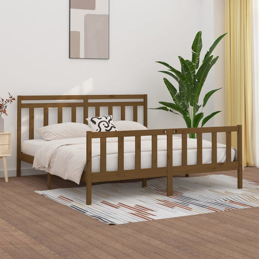 vidaXL Bed Frame Honey Brown Solid Wood Pine 180x200 cm Super King Size