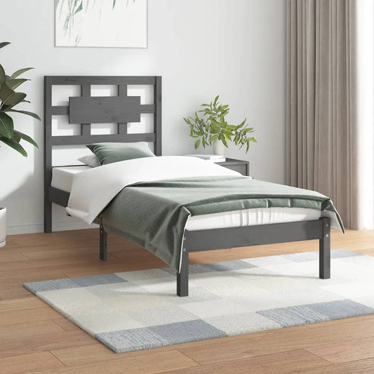 vidaXL Bed Frame Grey Solid Wood Pine 90x200 cm