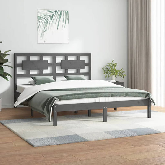 vidaXL Bed Frame Grey Solid Wood Pine 120x200 cm