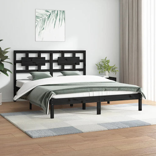 vidaXL Bed Frame Black Solid Wood Pine 120x200 cm