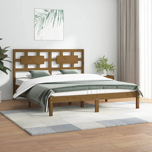 vidaXL Bed Frame Honey Brown Solid Wood Pine 140x200 cm