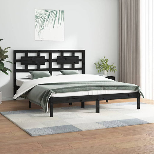 vidaXL Bed Frame Black Solid Wood Pine 160x200 cm