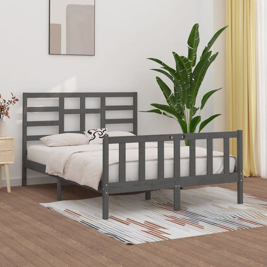 vidaXL Bed Frame Grey Solid Wood 150x200 cm King Size