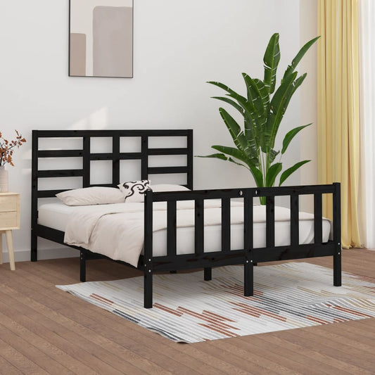 vidaXL Bed Frame Black Solid Wood 150x200 cm King Size