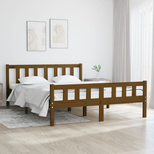 vidaXL Bed Frame Honey Brown Solid Wood 120x190 cm Small Double