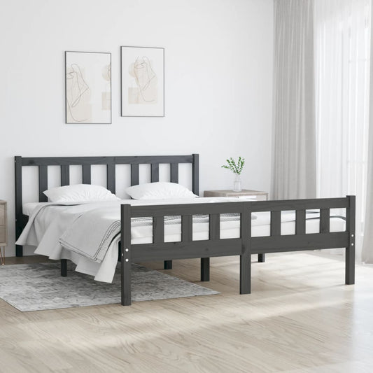 vidaXL Bed Frame Grey Solid Wood 140x190 cm