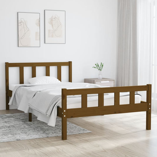 vidaXL Bed Frame Honey Brown Solid Wood 90x200 cm