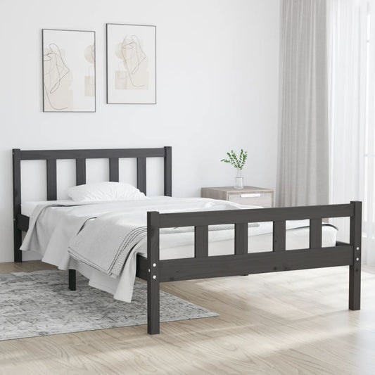 vidaXL Bed Frame Grey Solid Wood 100x200 cm