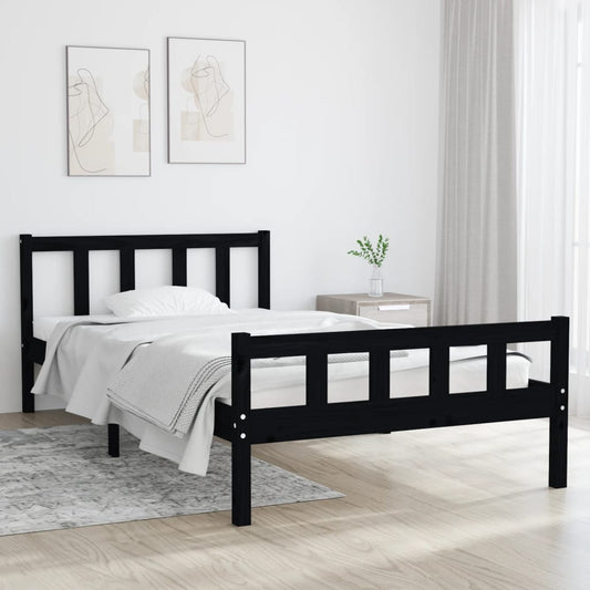 vidaXL Bed Frame Black Solid Wood 100x200 cm