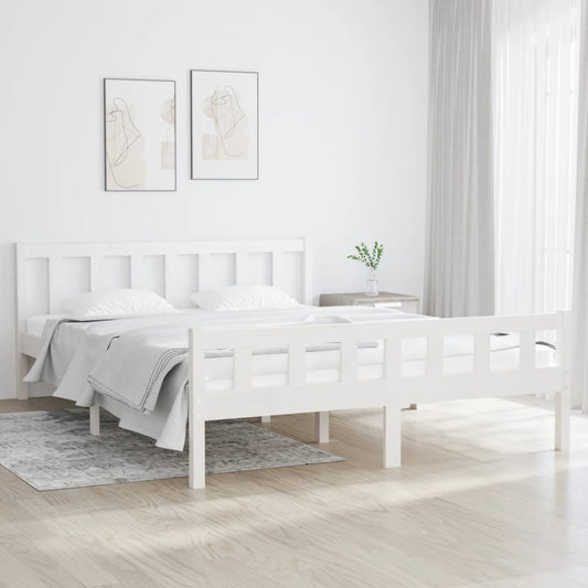 vidaXL Bed Frame White Solid Wood 120x200 cm