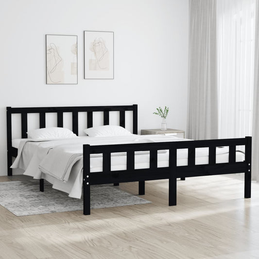 vidaXL Bed Frame Black Solid Wood 120x200 cm