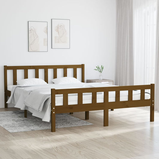 vidaXL Bed Frame Honey Brown Solid Wood 140x200 cm
