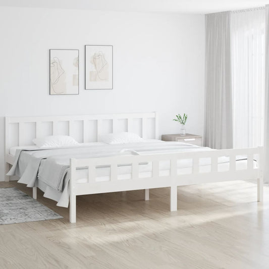 vidaXL Bed Frame White Solid Wood 160x200 cm