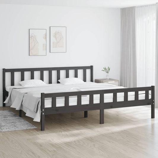vidaXL Bed Frame Grey Solid Wood 180x200 cm Super King Size